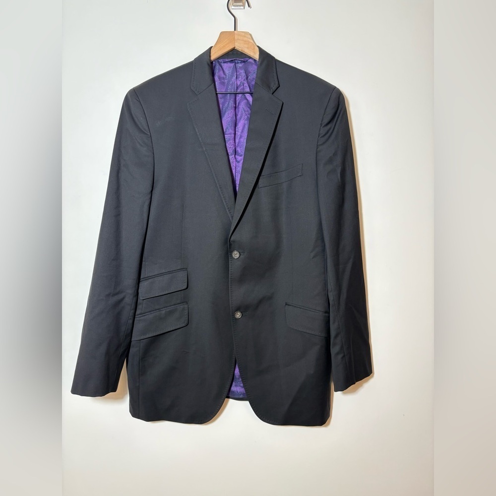 Ted Baker Sport Coat Mens 42 Black Purple Endurance Wool Liner Jacket Blazer